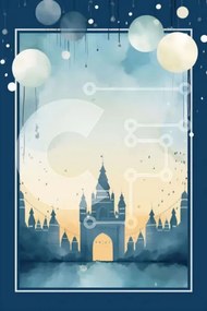 Intra Συλλεκτικό Ξύλινο Παζλ Plywood 4mm - Παλιό Κάστρο με Πολύχρωμα Μπαλόνια - Ακουαρέλα Σε Ξύλινο Κουτί - Διαστάσεις Puzzle: 10x10 cm – 25 κομμάτια