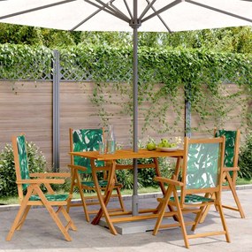 Καρέκλες Κήπου Ανακλινόμενες 4 Τεμ. Πράσινο Ύφασμα/Μασίφ Ξύλο - Πράσινο