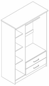 Ντουλάπα ρούχων τρίφυλλη OLYMPUS pakoworld χρώμα castillo-toro 120x57x183εκ