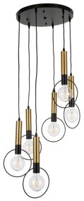 Φωτιστικό Οροφής Olvero 00774 6xΕ27 Με Πλέγμα Φ55x130cm Black-Gold GloboStar