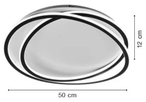 Inlight Πλαφονιέρα οροφής LED 76W 3CCT σε μαύρη απόχρωση D:50x12cm (42037-Black)