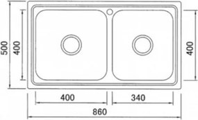 Karag BL888 Satine 86x50 - Ανοξειδωτος Νεροχυτης