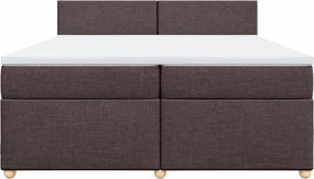 vidaXL Κρεβάτι Boxspring με Στρώμα Σκούρο Καφέ 200x200 εκ. Υφασμάτινο