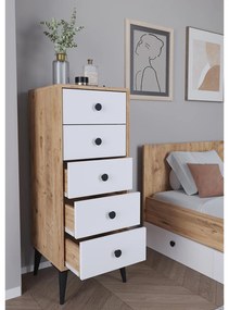 Συρταριέρα ArteLibre AMARI Δρυς/Λευκό Μοριοσανίδα 43x43x114cm