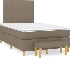 vidaXL Κρεβάτι Boxspring με Στρώμα Taupe 120x190 εκ. Υφασμάτινο