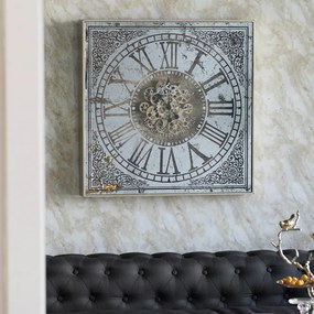 Artekko Clock Ρολόι Τοίχου με Καθρέφτη MDF Γυαλί Χρυσό Ασημί (81.8x10.2x81.8)cm