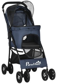 PawHut Καρότσι σκύλου, έως 10 kg, αναδιπλούμενο, καλάθι κάτω, μαξιλάρι, πλαϊνή τσέπη, 81 cm x 48 cm x 99 cm, Γκρι