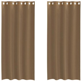 vidaXL Voile κουρτίνες με ροδέλες 2 τεμάχια Ανοιχτό Καφέ
