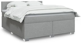 Κρεβάτι Boxspring με Στρώμα Ανοιχτό Γκρι 180x200 εκ. Υφασμάτινο