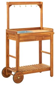 vidaXL Τρόλεϊ Κουζίνας/Κήπου 92x43,5x141,5 εκ. από Μασίφ Ξύλο Ακακίας