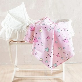 Σεντόνι Βρεφικό Pop Hearts Ρυθμός Pink Λίκνου 80x110cm 100% Βαμβάκι