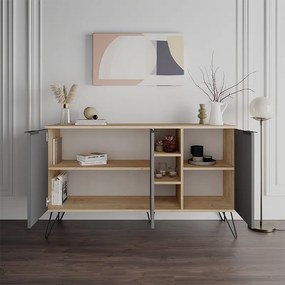 Μπουφές Clara Megapap χρώμα sapphire oak - ανθρακί 142x35,6x83εκ.