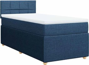 vidaXL Κρεβάτι Boxspring με Στρώμα Μπλε 90x190 εκ.Υφασμάτινο