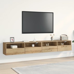 vidaXL Ντουλάπια τοίχου TV 2 τεμ Καρυδιά 100x30x30 εκ Επεξεργασμένο ξύλο