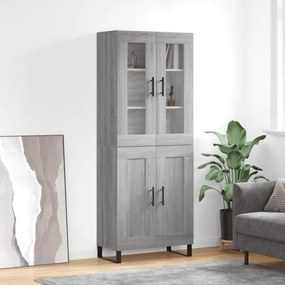 vidaXL Ντουλάπι Γκρι Sonoma 69,5 x 34 x 180 εκ. Επεξεργασμένο Ξύλο