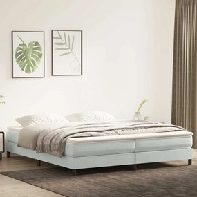 vidaXL Κρεβάτι Boxspring με Στρώμα Ανοιχτό Γκρι 180x210 εκ. Βελούδινο