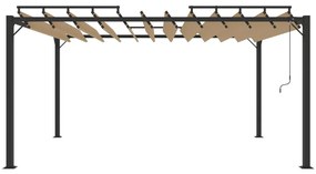 Κιόσκι με Ανοιγόμενη Οροφή Taupe 3 x 4 μ. Ύφασμα και Αλουμίνιο - Μπεζ-Γκρι