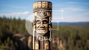 Intra Συλλεκτικό Ξύλινο Παζλ Plywood  4mm - Ξύλινος πόλος τοτέμ στη φύση Σε Ξύλινο Κουτί - Διαστάσεις: 10x10 cm – 25 κομμάτια