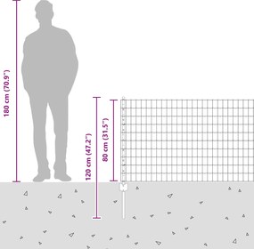 vidaXL Περίφραξη Euro με Στήλη 25 x 0,8 m Γαλβανισμένος Χάλυβας Ασημί
