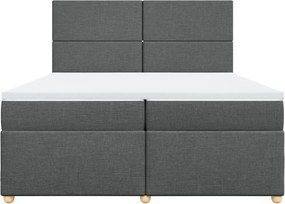 vidaXL Κρεβάτι Boxspring με Στρώμα Σκούρο Γκρι 200x200 εκ. Υφασμάτινο