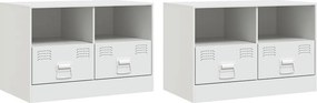 vidaXL Έπιπλα Τηλεόρασης 2 τεμ. Λευκό 67 x 39 x 44 εκ. από Χάλυβα
