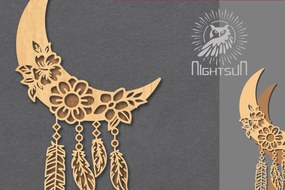 Σετ των 2 Intra απο ξύλο plywood 3mm-4mm πάχος Boho Moon Decoration 3 Δίασταση 15x15 cm INTRAFABR-121843864