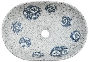 vidaXL Νιπτήρας Οβάλ Γκρι και Μπλε 47x33x13 εκ. Κεραμικός