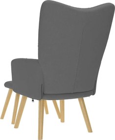vidaXL Πολυθρόνα Relax Σκούρο Γκρι Υφασμάτινη με Υποπόδιο