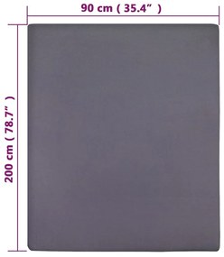 Σεντόνια με Λάστιχο 2 τεμ. Ανθρακί 90 x200 εκ. Βαμβακερό Ζέρσεϊ - Ανθρακί