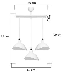 Φωτιστικό οροφής τρίφωτο Triha pp σε λευκή απόχρωση 60x22x90εκ 60x22x90 εκ.