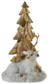 Χριστουγεννιάτικο Διακοσμητικό Δέντρο Με Τάρανδο Polyester Λευκό-Χρυσό 12,5x12x20εκ. Zen Collection 25.42.51973