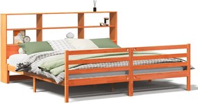 vidaXL Κρεβάτι Βιβλιοθήκη Χωρίς Στρώμα Καφέ 200x200 εκ Μασίφ Πεύκο