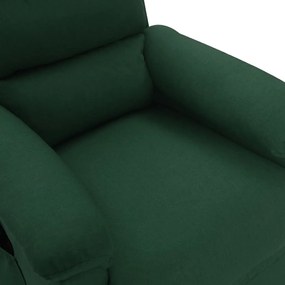 vidaXL Πολυθρόνα Μασάζ Ανάκλιση Σκούρο Πράσινο Υφασμάτινη
