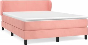 vidaXL Κρεβάτι Boxspring με Στρώμα Ροζ 140x190 εκ. Βελούδινο
