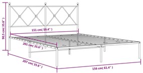 ΠΛΑΙΣΙΟ ΚΡΕΒΑΤΙΟΥ ΜΕ ΚΕΦΑΛΑΡΙ ΜΑΥΡΟ 150 X 200 ΕΚ. ΜΕΤΑΛΛΙΚΟ 376504