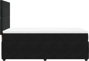 vidaXL Κρεβάτι Boxspring με Στρώμα Μαύρο 90x200 εκ. Βελούδινο