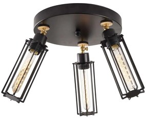 Φωτιστικό Οροφής - Πλαφονιέρα Likya 525NOR1473 Φ50x30cm 3xE27 40W Black-Gold Opviq