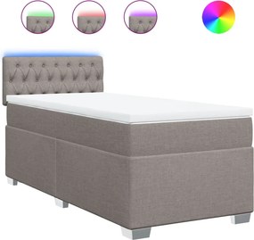 vidaXL Κρεβάτι Boxspring με Στρώμα Taupe 80x200 εκ. Υφασμάτινο