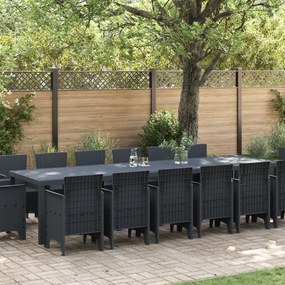 vidaXL Σετ Τραπεζαρίας Κήπου 15 pcs Ανθρακί Μεγάλο Ρατάν, Μέταλλο