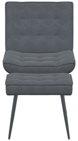 vidaXL Πολυθρόνα Relax Σκούρο Γκρι Βελούδινη με Σκαμπό