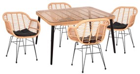 Σετ Κήπου Τραπεζαρία ALLEGRA 5 τεμ Wicker Μπέζ &amp; Μαύρο Μέταλλο