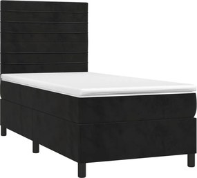 vidaXL Κρεβάτι Boxspring με Στρώμα Μαύρο 90x200 εκ. Βελούδινο