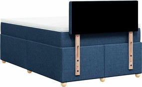 vidaXL Κρεβάτι Boxspring με Στρώμα Μπλε 120x190 εκ. Υφασμάτινο
