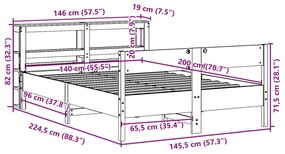 ΣΚΕΛΕΤΟΣ ΚΡΕΒΑΤΙΟΥ ΧΩΡΙΣ ΣΤΡΩΜΑ 140X200 ΕΚ ΜΑΣΙΦ ΞΥΛΟ ΠΕΥΚΟΥ 3306186