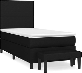 vidaXL Κρεβάτι Boxspring με Στρώμα Μαύρο 100 x 200 εκ. Υφασμάτινο