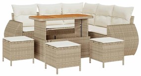 vidaXL Σετ Καναπέ Κήπου 9 pcs Μπεζ συνθετικό ρατάν