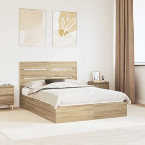 vidaXL Κρεβάτι Αποθήκης Δρύς Sonoma 160 x 200 cm Επεξεργασμένο ξύλο