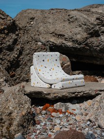 Terrazzo Καρεκλα Moon Υφασμα Μπουκλε / Σενιλ Υπόλευκο