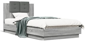 Πλαίσιο Κρεβατιού με Κεφαλάρι Γκρι Sonoma 90x200 εκ. Επεξ. Ξύλο