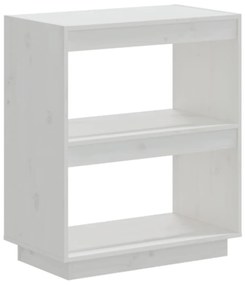 vidaXL Βιβλιοθήκη Λευκή 60 x 35 x 71 εκ. από Μασίφ Ξύλο Πεύκου